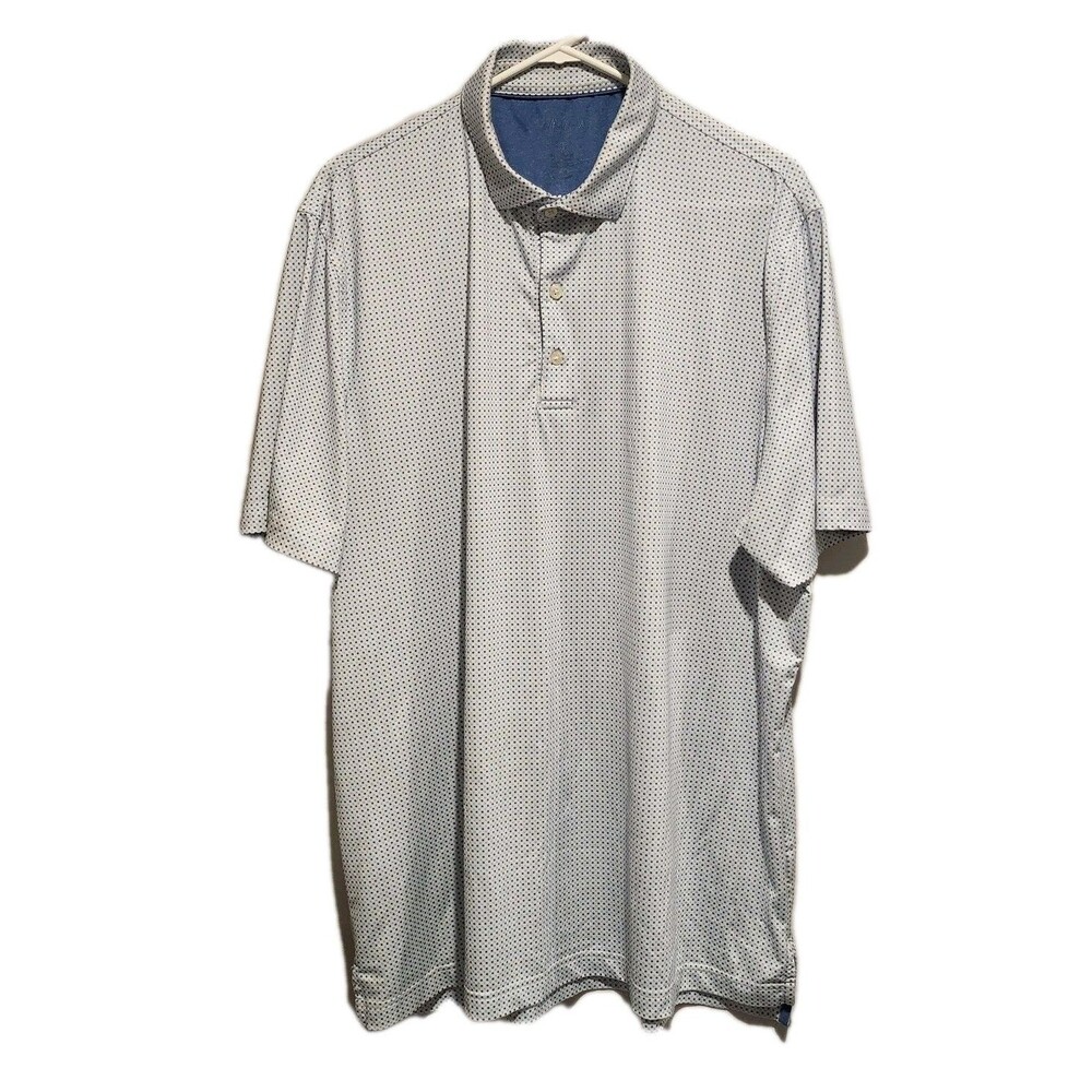 johnnie-O Edmund Stretch Short Sleeve Golf Polo White & Blue Size XL